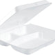 Dart - 8" x 7.5" x 2.18" White Insulated Foam Hinged Container 3 - Compartment, 200/Cs - 80HT3R