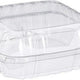 Dart - 8.3" Clear Square OPS Plastic 3-compartment container, 250/Cs - C90PST3