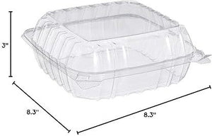 Dart - 8.3" x 8.3" x 3" Clear Seal Plastic Hinged Container, 250/Cs - C90PST1