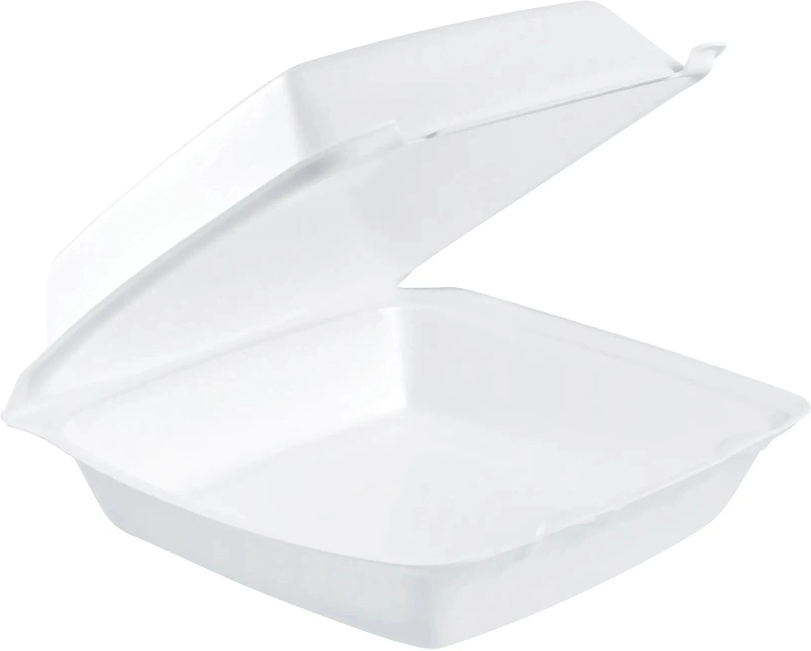 Dart - 8.37" x 8" x 3.18" Insulated White Deep 8" Foam Hinged Container With Removable Lid , 200/Cs - 85HT1R