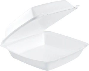 Dart - 8.37" x 8" x 3.18" Insulated White Deep 8" Foam Hinged Container With Removable Lid , 200/Cs - 85HT1R