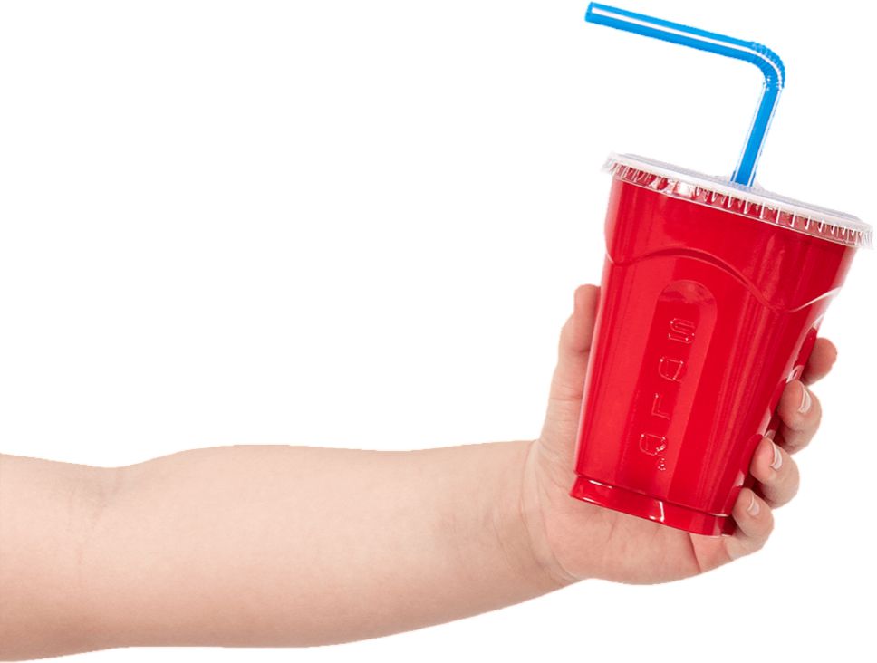 Dart - 9 Oz Square Red & Blue Plastic Cup, 12 PC - CQ915-0001