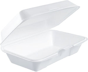 Dart - 9.3" x 6.4" x 2.9" Insulated White Foam Hinged Container, 200/Cs - 205HT1