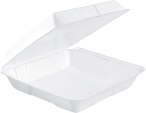 Dart - 9.5" x 9.25" x 3" White Insulated Foam Containers, 200/cs - 95HT1R