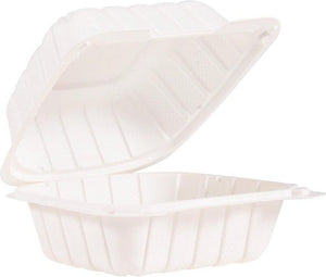 Dart Container - 6" Polypropylene 1 Compartment White Sandwich Hinged Container, 400/Cs - 245031