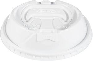 Dart - White Reclosable Travel Done Lid fits 12 oz, 16 oz, 20 oz Paper Hot Cups , Pack of 1000 - TPLUS