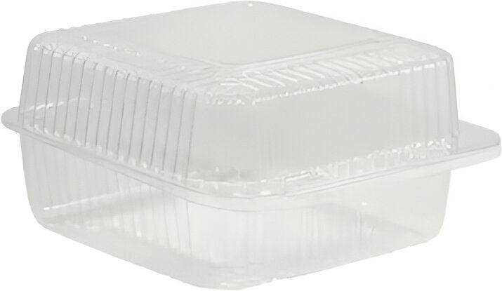 Detroit Forming - 6.5" x 6.12" x 3.25" Clear Square Deep Hinged Container, 500/Cs - DFILBH625