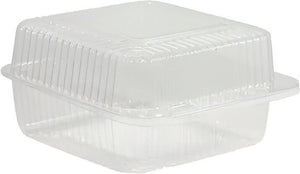 Detroit Forming - 6.5" x 6.12" x 3.25" Clear Square Deep Hinged Container, 500/Cs - DFILBH625