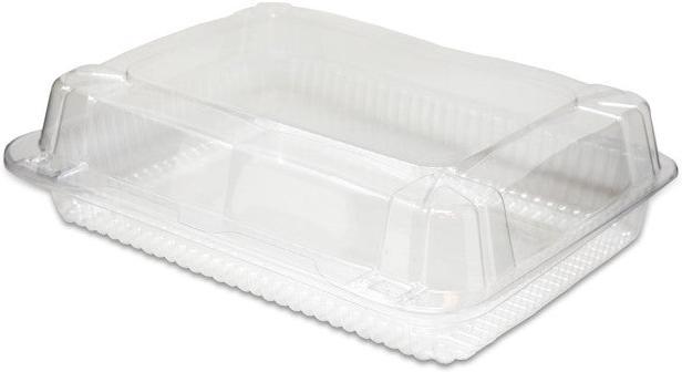 Detroit Forming - 9.38" x 6.75" x 3" Plastic Clear Deep Hinged Container, 350/Cs - DFILBH665