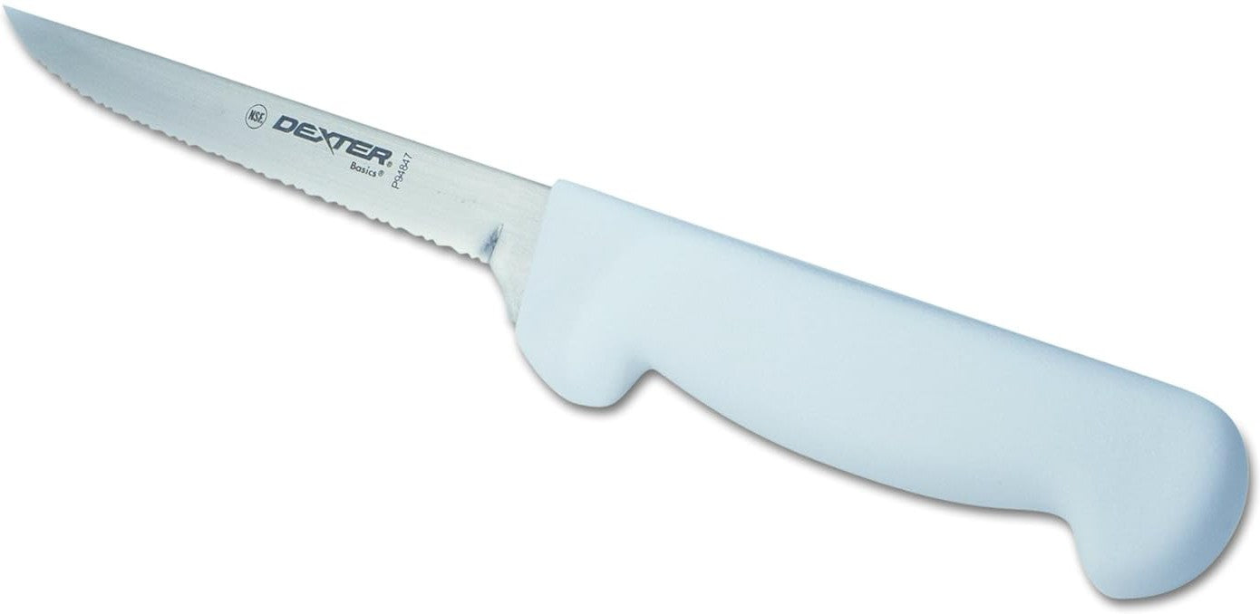 Dexter Russell - Basics 6" Scalloped Utility Knife with White Handle - P94847