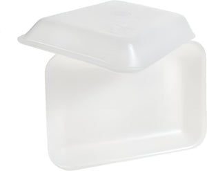 Dyne-A-Pak Inc. - 8.25" x 5.75" x 1" 2/2D White Foam Meat Trays, Pack of 500 - 2010020W00