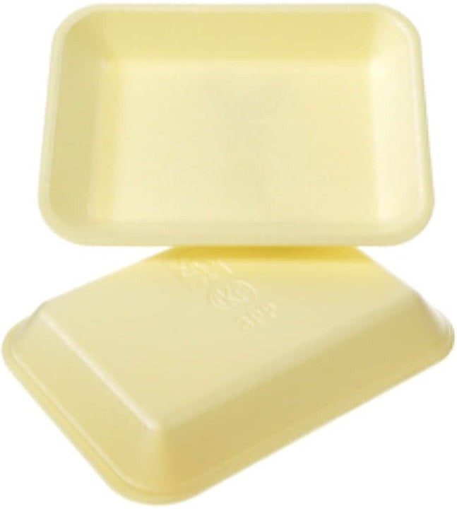 Dyne-A-Pak Inc. - 8.625" x 6.375" x 1.25" 3PP Yellow Foam Meat Trays, Pack of 400 - 20103PPY00