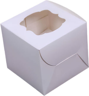 EB Box - 4" x 4" x 4" White 1 Pack Window Cupcake Box, Pack of 100 - EB5279A