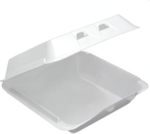 Ecopax - 7.4" x 3.5" x 2.2" 622 White Hinged Foam Hot Dog Container, 500/Cs - ECO622