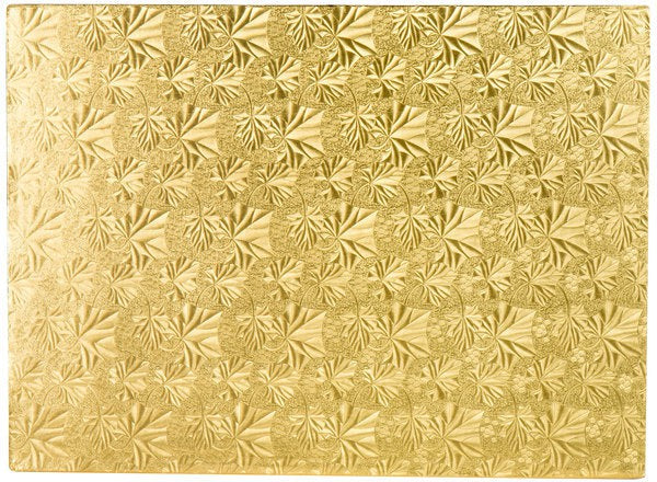 Enjay Converters - 1/2 Sheet Single Wall 13.75" x 18.75" Scallop Embossed Gold Cake Board, Pack of 50 - SW18341334SGEMB