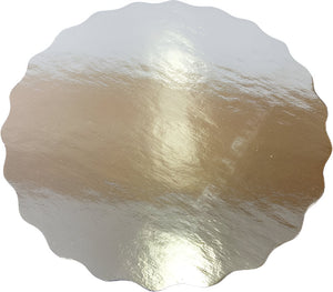 Enjay Converters - 6.75" x 0.025" Scallop Silver Cake Board, Pack of 1200 - 025634RSS