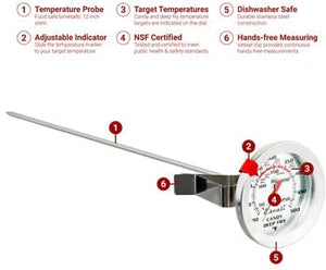 Escali - 12" Stainless Steel Deep Frying & Candy Thermometer With Pot Clip - AHC2