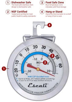 Escali - 2.87" Refrigerator / Freezer Dial Thermometer - AHF1