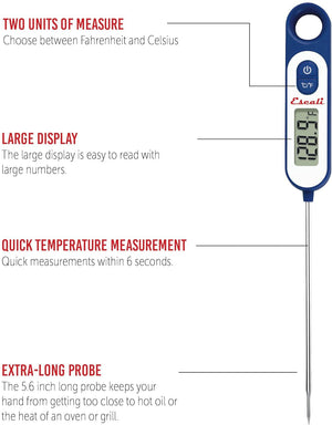 Escali - 5.6" Long Stem Blue Digital Thermometer - DH9-U