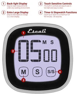 Escali - Black Touch Screen Digital Timer - DR3-B