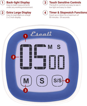 Escali - Blue Touch Screen Digital Timer - DR3-U