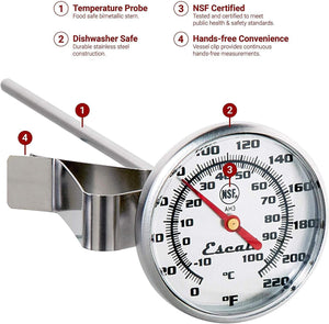 Escali - IInstant Read Large Dial Thermometer With Fahrenheit Protective Sheath Shatter Proof - AH3