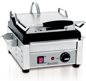 Eurodib - 120V Small All Ribbed Sandwich/Panini Grill Machine - SFE02325 120