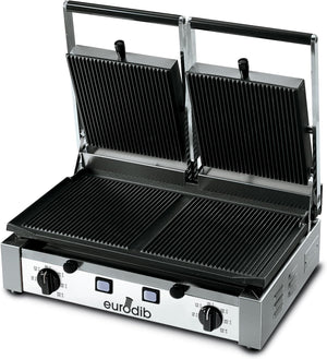 Eurodib - 20″ Double Panini Grill, 4 Ribbed - PDR3000 220