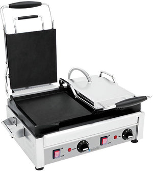 Eurodib - 240V Left Side Flat / Right Side Ribbed Large Double Panini Grill - SFE02375 240