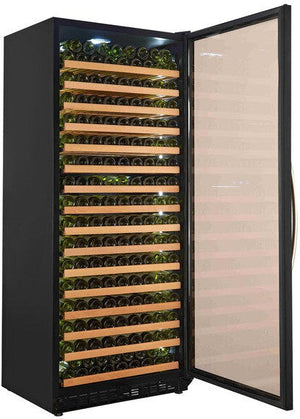 Eurodib - 255 Bottle Dual Zone Black Full Glass Door Wine Refrigerator - USF328D