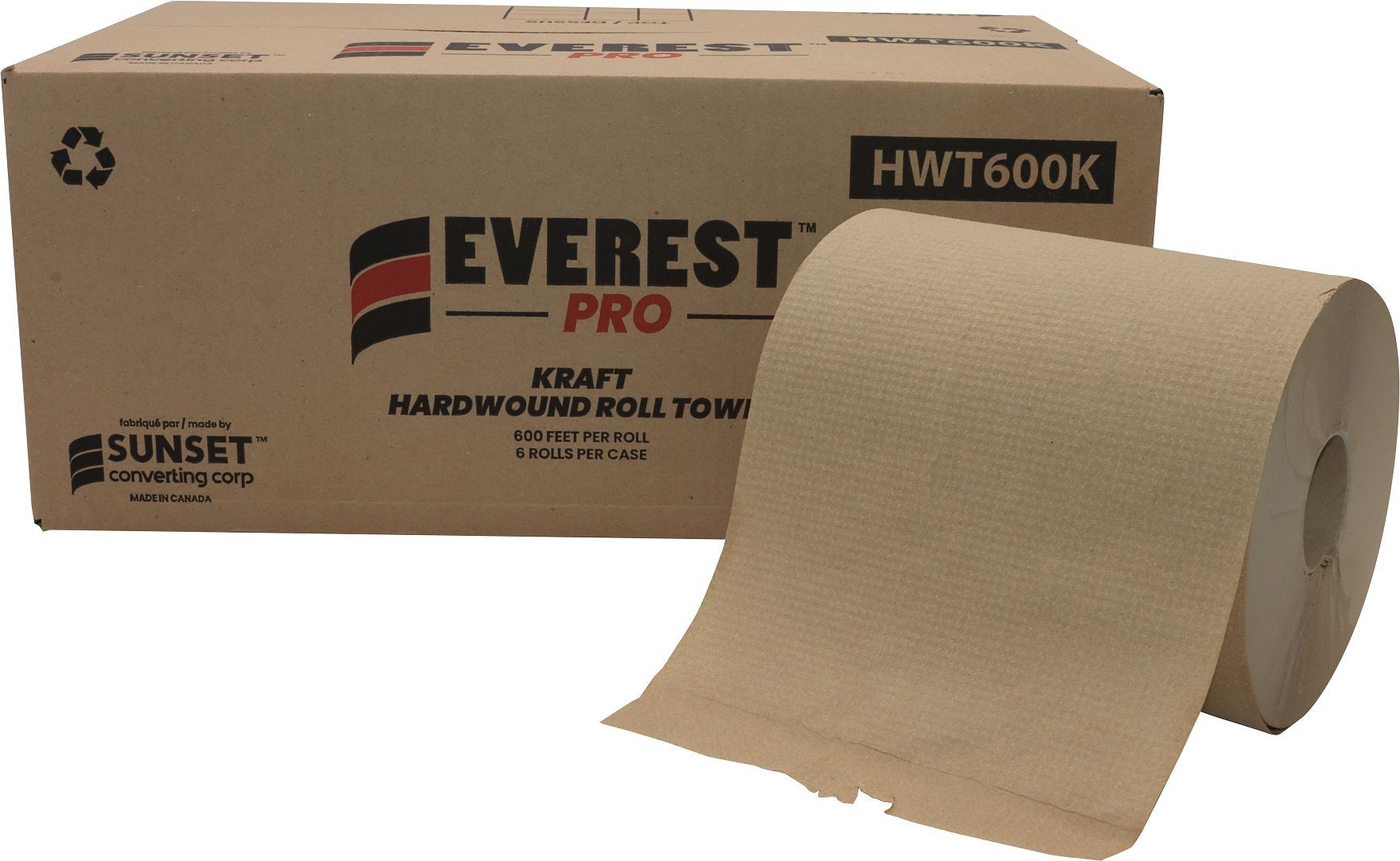 Everest Pro - 600 Feet Kraft Roll Towel, Pack of 6 - HWT600K