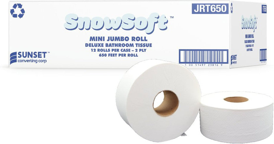 Everest Pro - 650 Feet 2 Ply Mini Jumbo Roll Tissue Mini-Jrt, Pack of 12 - JRT650