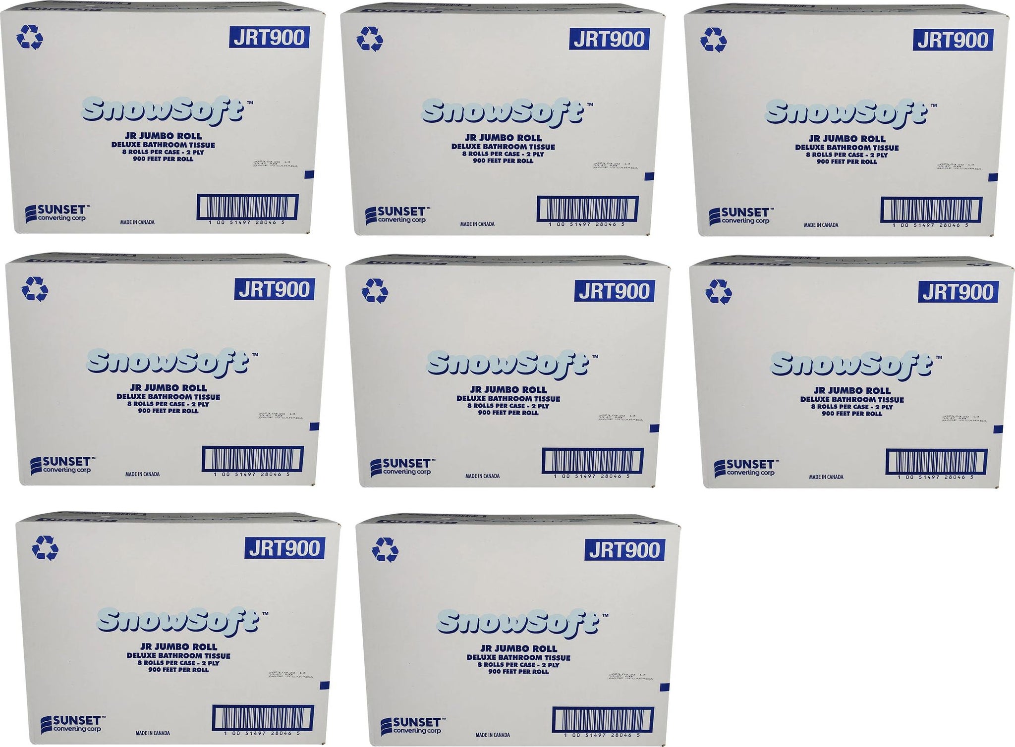 Everest Pro - 900 Feet 2 Ply Jumbo Roll Tissue JRT, Pack of 8 - JRT900