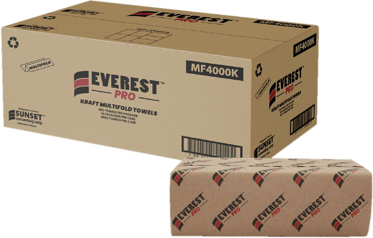 Everest Pro - Kraft Mulitfold Hand Towel, Pack of 4000 - MF4000K