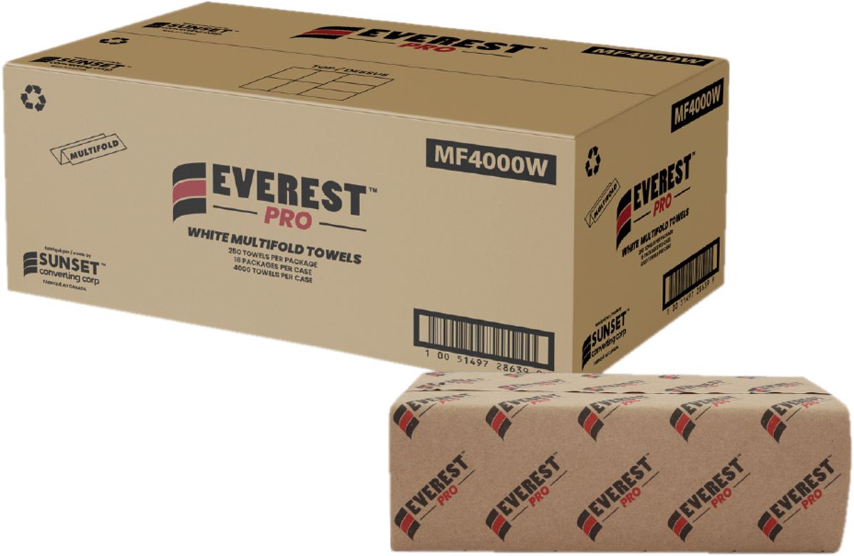 Everest Pro - White Multifold Hand Towel, Pack of 4000 - MF4000W