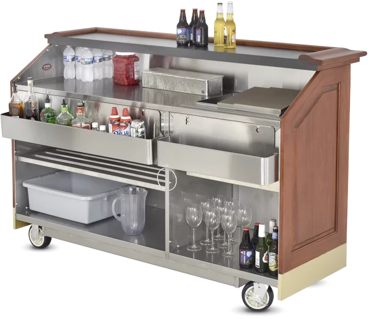 FWE - 120 lbs Ice Bins 16-Bottle Removable Speed Rail Portable Bar with Hand Sink - AS-CB-8-HS (Special Order 4-6 weeks)