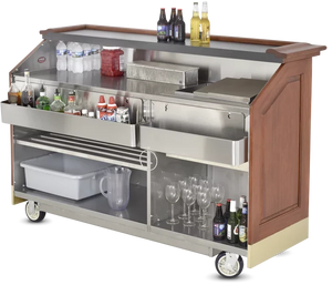 FWE - 120 lbs Ice Bins 16-Bottle Removable Speed Rail Portable Bar with Hand Sink - AS-CB-8-HS (Special Order 4-6 weeks)