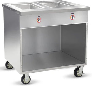 FWE - 120V 34.25" Hot Food Table with 2 Wells & Undershelf - HLC-2W6-1-DRN