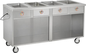 FWE - 120V 68.75" Hot Food Table with 4 Wells & Undershelf - HLC-4W6-1-DRN (Special Order 4-6 weeks)