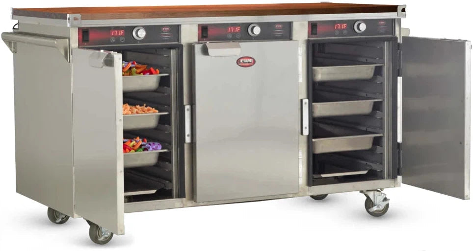 FWE - 120V Undercounter Insulated Mobile Heated Cabinet with 21 Pans Capacity and 3 Separate Compartments - HLC-7H-21