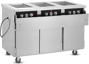 FWE - 220-240V 3 Deep Wells Electric Hot Food Serving Counter with Thermostatic Controls - HLC-3W6-7H-21-HWR (Special Order 4-6 weeks)