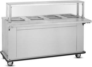 FWE - 220-240V 4 Deep Wells Electric Hot Food Serving Counter with Thermostatic Controls - HLC-4W6-7H-28-HWR