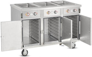 FWE - 220-240V 51" Handy Line Serving Cabinet with 3 Wells - HLC-3W6-7H-21-DRN (Special Order 4-6 weeks)