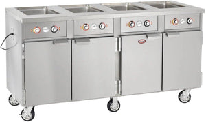 FWE - 220-240V 68.75" Handy Line Serving Cabinet with 4 Wells - HLC-4W6-7H-28-DRN (Special Order 4-6 weeks)