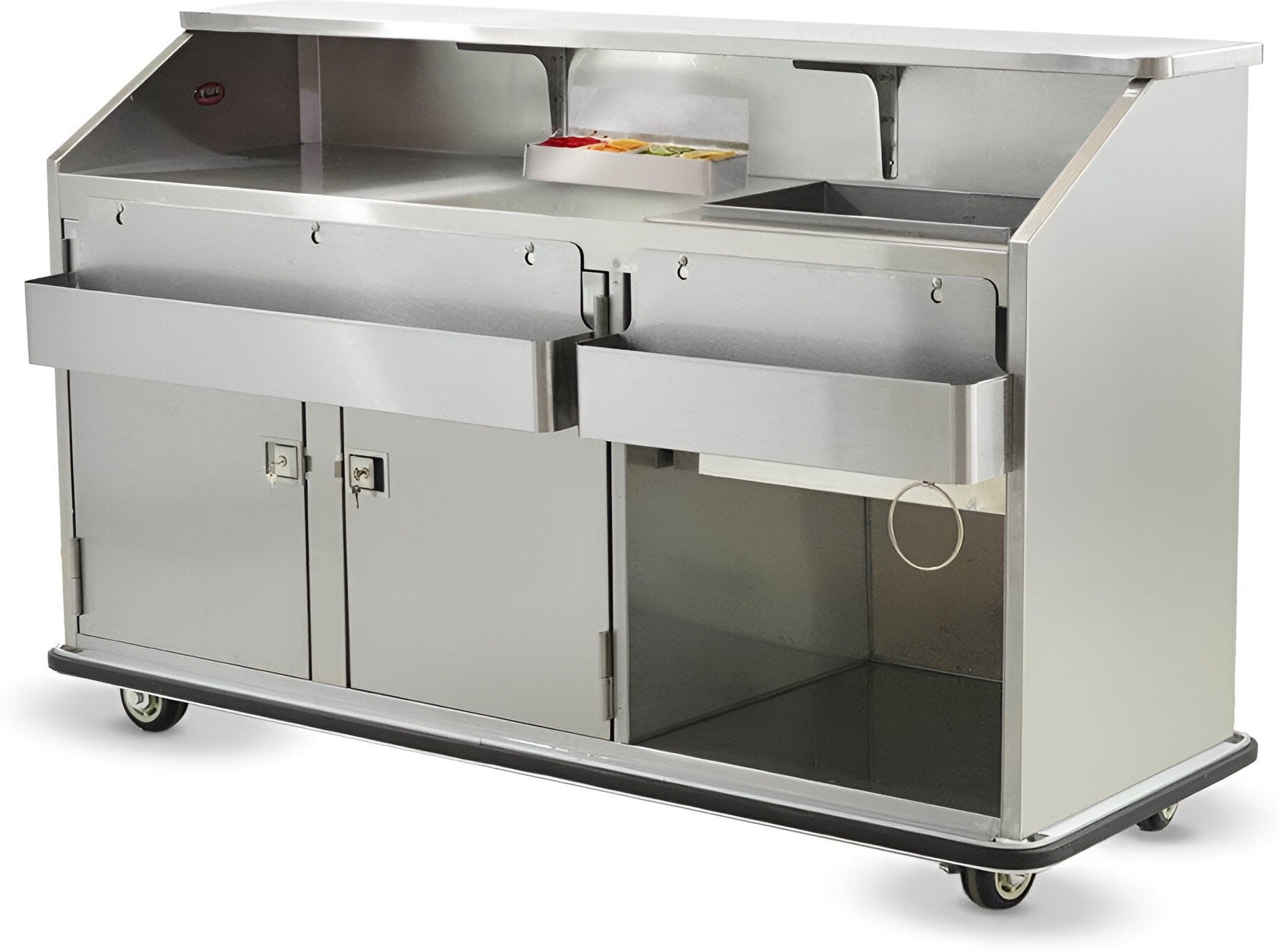 FWE - 59.5" Stainless Steel Convectional Beverage Service Mobile Bar with Shut-Off Drain - SCB-5