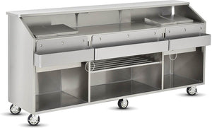 FWE - 95" Stainless Steel Convectional Beverage Service Mobile Bar with Shut-Off Drain - SCB-8