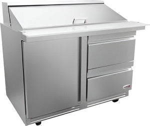 Fagor - 115 V, 12 cu. ft. Single Door Refrigerated Salad/Sandwich Prep Table With Drawer - FST-48-12-D2-N