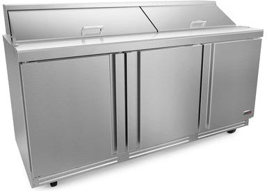 Fagor - 115 V, 18 cu. ft. Three Door Refrigerated Salad/Sandwich Prep Table - FST-72-18-N
