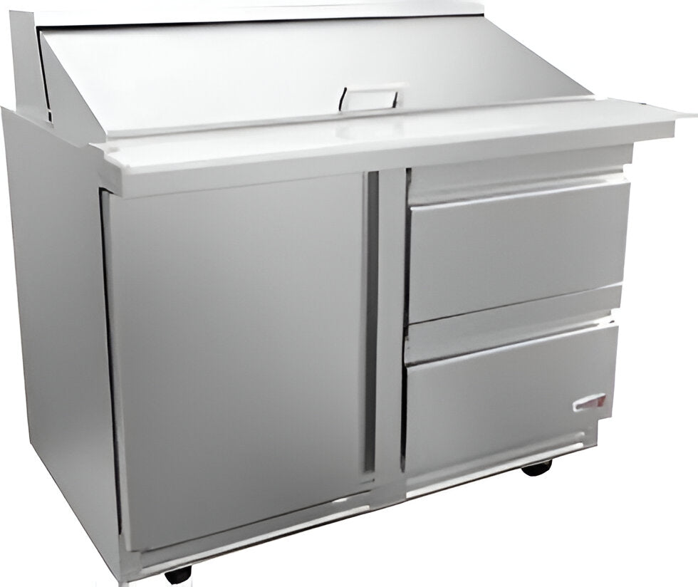 Fagor - 115 V, cu. 16 ft. Single Door Refrigerated Salad/Sandwich Prep Table With Two Drawer - FST-60-16-D2-N