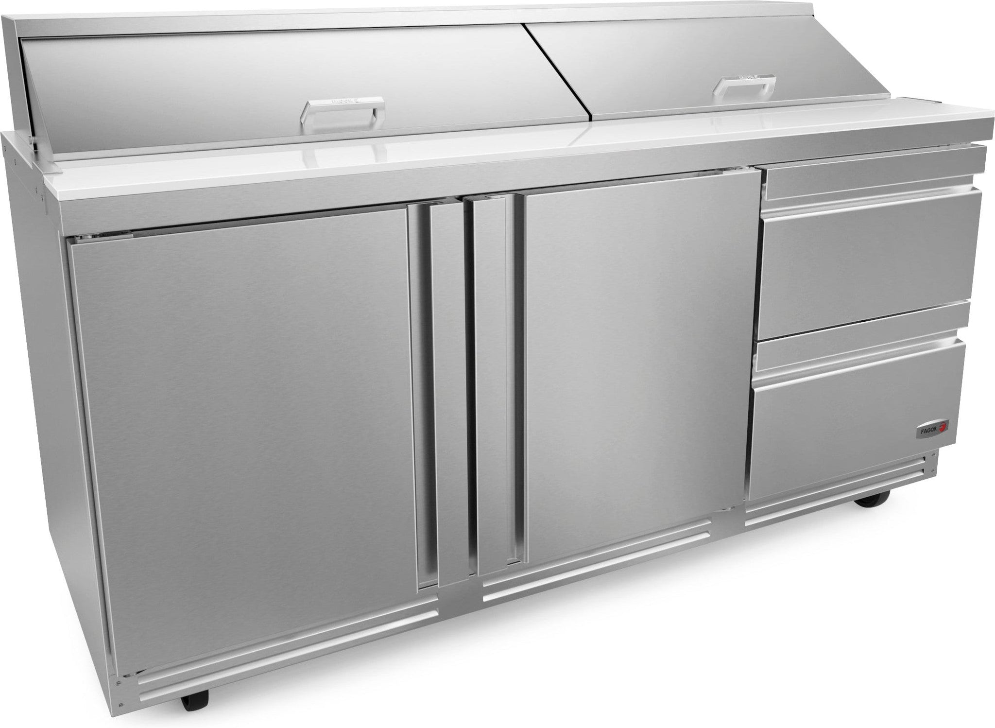 Fagor - 115 V, cu. 18 ft. Double Door Refrigerated Salad/Sandwich Prep Table With Two Drawer - FST-72-18-D2-N